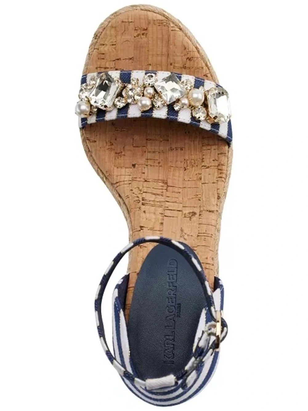 Karl Lagerfeld Paris Catalyna Embellished Espadrille Wedge Sandals EU 38.5